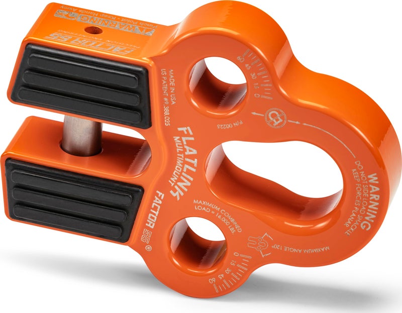 Factor 55 Flatlink Multi-Mount Winch Cable Shackle Mount, Designed for Steel Cables and Synthetic Winch Ropes with Load Capacity: 16,000 lbs - Orange